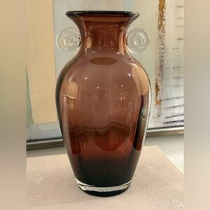 Vintage Art Vase Glass Swirl Handles